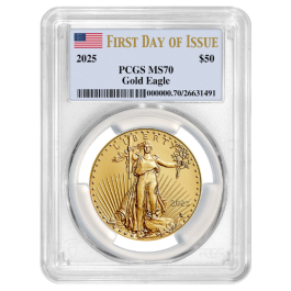 2025 PCGS MS-70 First Day of Issue 1 oz American Gold Eagle Coin - Flag Label