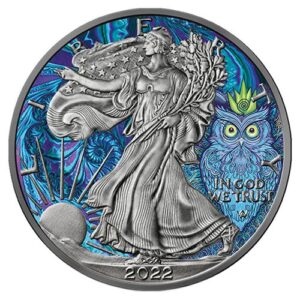 1 oz Silver Eagle 2022 – The Owl, Spirit Animals – Art Color Collection Series