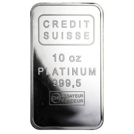 10 oz Credit Suisse Platinum Bar with Certicard