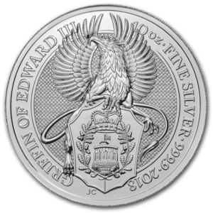 10 oz Silbermünze Griffin of Edward III, Queen's Beasts Serie 2018