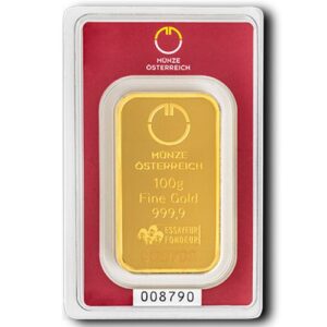 100g Gold Bar Austrian Mint