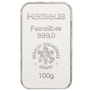 100g Silver Bar Heraeus