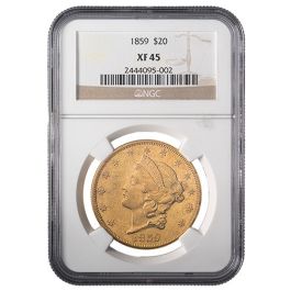 1859 NGC XF-45 $20 Liberty Double Eagle Gold Coin