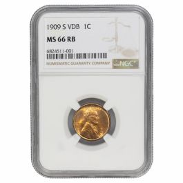 1909-S US Copper VDB Lincoln Cent - NGC MS-66 RB