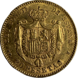20 Pesetas Gold Spanien 1890