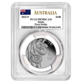 2025 PCGS PR-70 First Strike 1 oz Year of the Snake Proof Platinum Coin - Lunar Series III