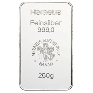 250g Silver Bar Heraeus