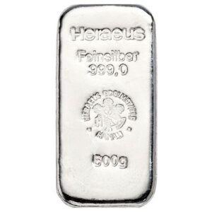 500g Silver Bar Heraeus